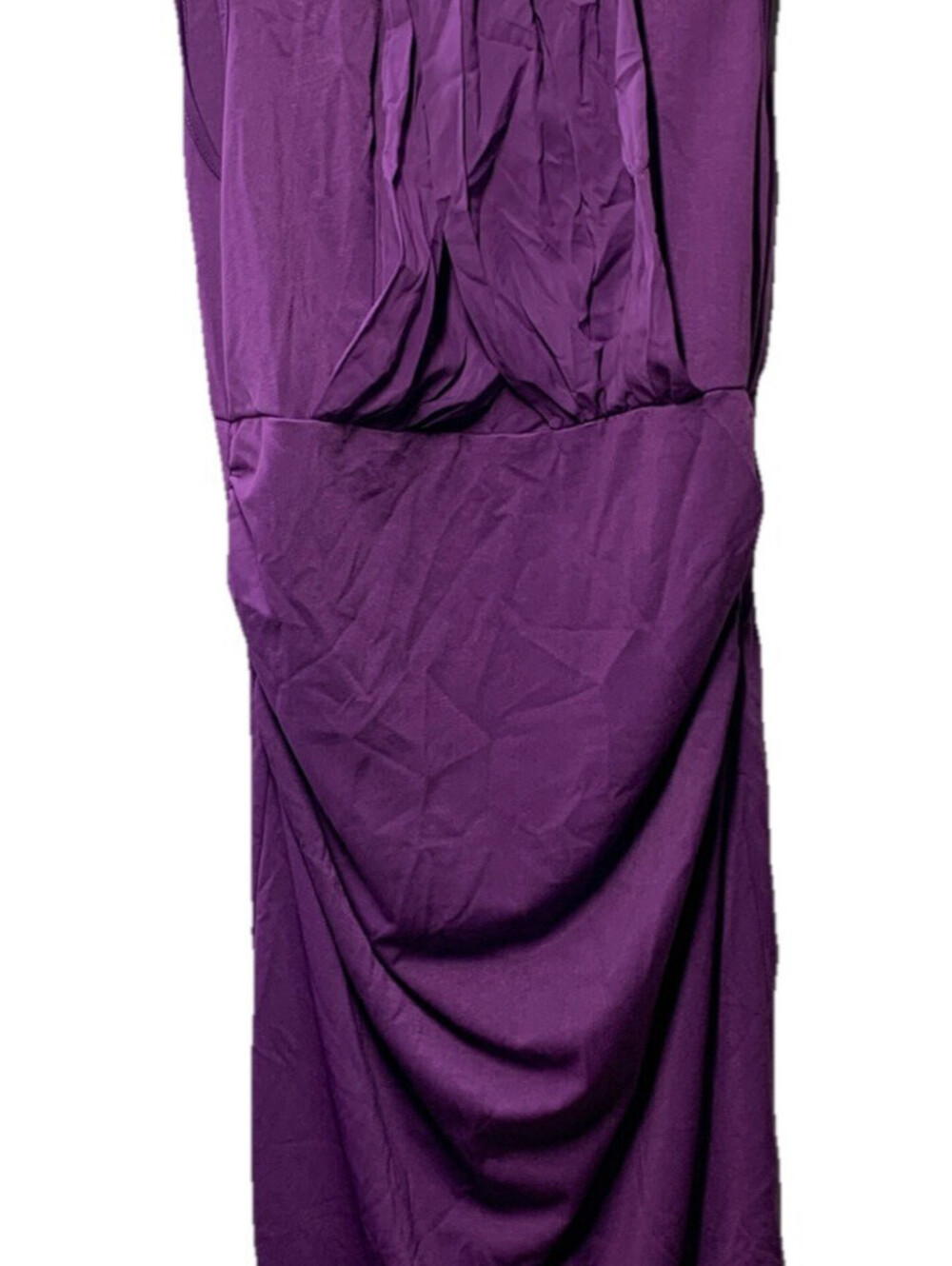 GRACE KARIN Cocktail Party Dress Sleeveless Ruched Size Large Purple Front Drape